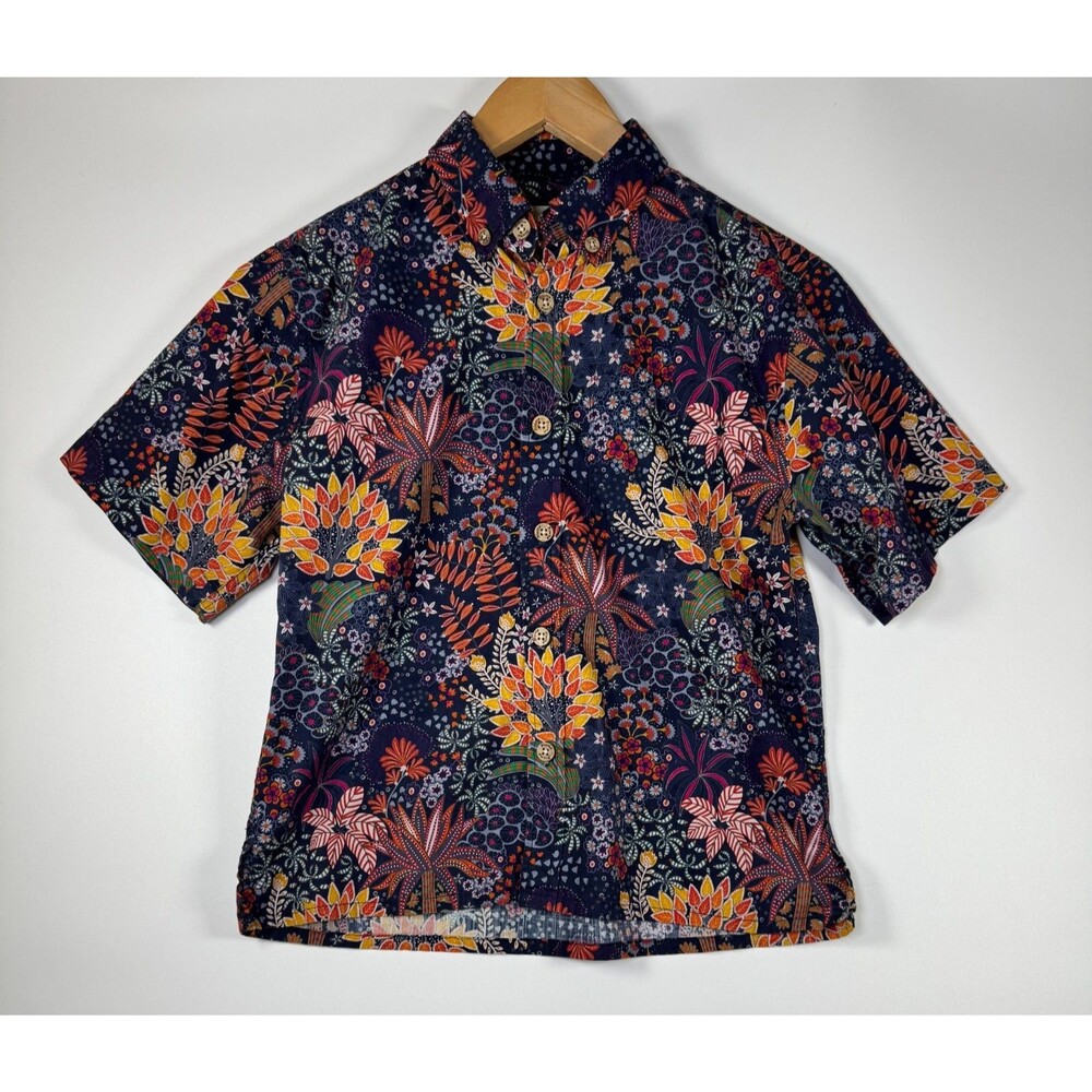 Yiume Kids Quirky Plants Shirt‎ Medium Button Front Floral Tropical Short Sleeve